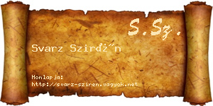 Svarz Szirén névjegykártya